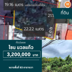 3.2 ลบ ที่ดินเกือบ 4ห้อง ในซอย นวลแก้ว