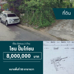 8 ลบ ที่ดิน 2 ห้อง ติดถนน 2 ด้าน ปั้มไก่ชน ใกล้ มอ.