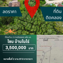 3.5 ลบ ลดราคา ที่ดินเกือบ 3 งานติดคลอง หลัง มอ. <<{มีภาพมุมสูง}>>