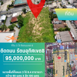 95 ลบ ที่ดิน 2แปลง 3ไร่ ติดถนน เขต8 <<{มีภาพมุมสูง}>>