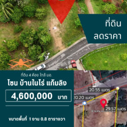 4.6 ลบ ที่ดิน 4 ห้อง ในซอย บ้านในไร่ <<{มีภาพมุมสูง}>>