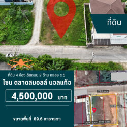 4.5 ลบ ที่ดิน 4 ห้อง โซนนวลแก้ว <<{มีภาพมุมสูง}>>