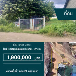 1.9 ลบ ที่ดินเปล่าถมแล้ว 5 ห้อง เกาะหมี