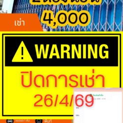 ปิดการเช่า 26/04/69 บ้านทาวน์เฮาส์ ชั้นเดียว 2 ห้องนอน 1 ห้องน้ำ หลัง Big C Extra ปล่อยเช่า