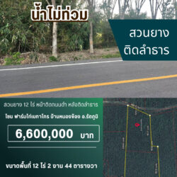 6.6 ลบ สวนยาง 12 ไร่ หน้าติดถนนดำ หลังติดลำธาร รัตภูมิ #น้ำไม่ท่วม