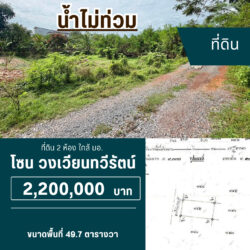 2.2 ลบ ที่ดิน 2 ห้อง ใกล้ มอ. #น้ำไม่ท่วม